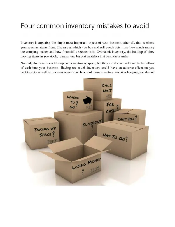 Four common inventory mistakes to avoid