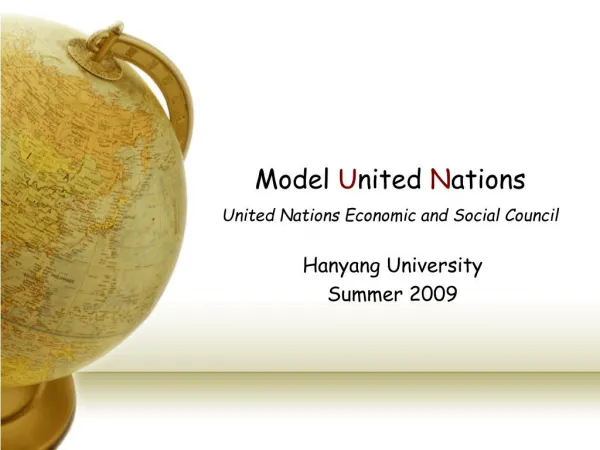 Model U nited N ations United Nations Economic and Social Council