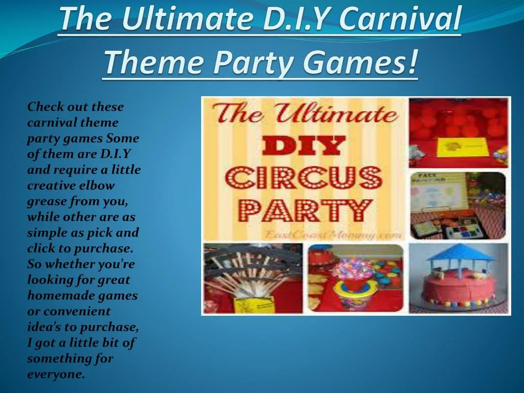 the ultimate d i y carnival theme party games