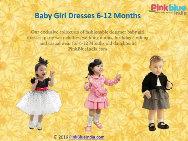 Designer Partywear Clothes for 6-12 Months Baby Girls