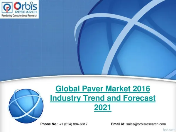 Orbis Research: Global Paver Industry Report 2016