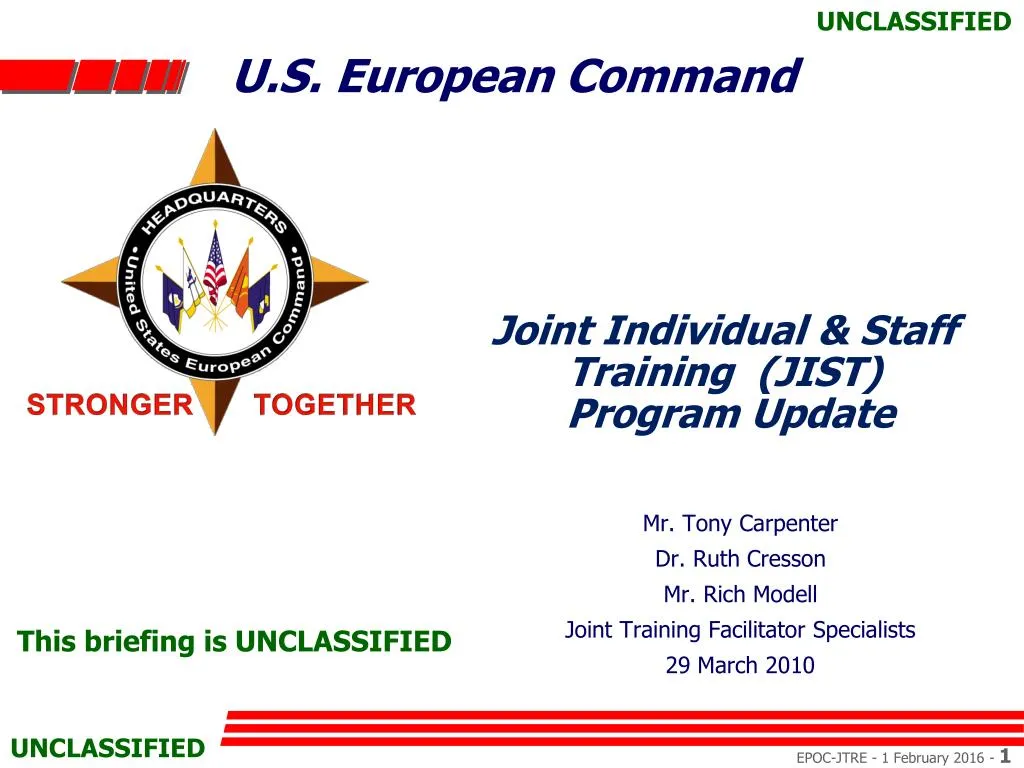 joint individual staff training jist program update
