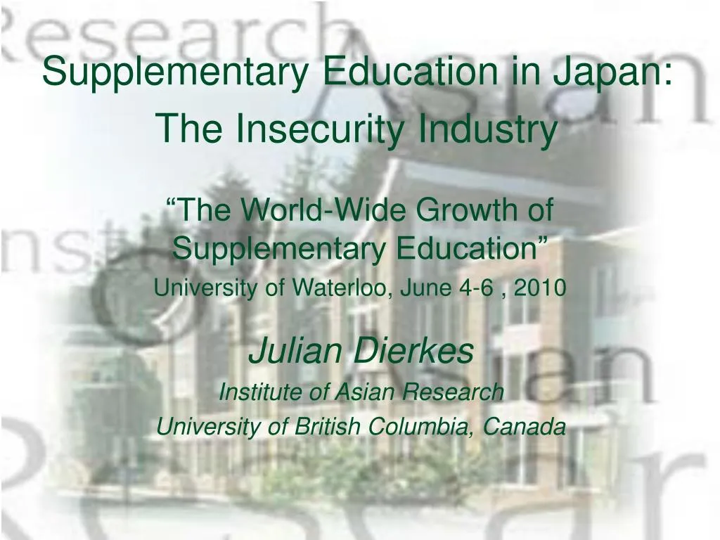 Supplementary Education in Japan: The Insecurity Industry