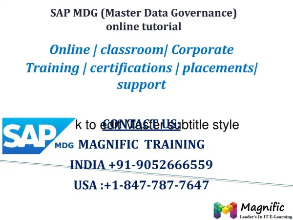 SAP MDG ONLINE TRAINING IN USA|UK|CANADA