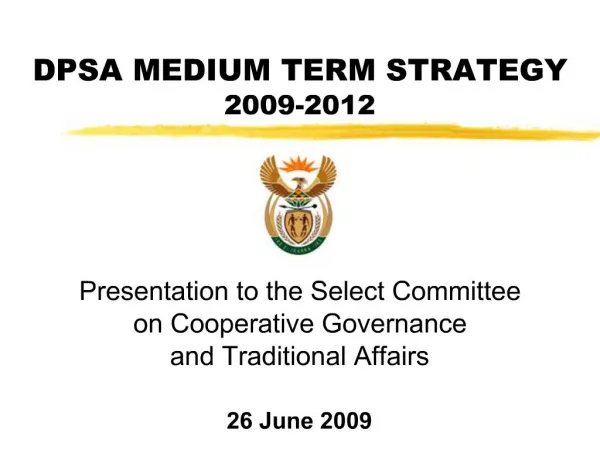 DPSA MEDIUM TERM STRATEGY 2009-2012