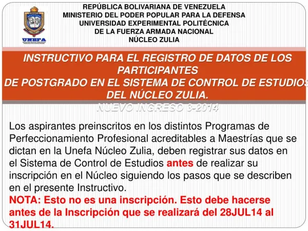 INSTRUCTIVO PARA EL REGISTRO DE DATOS DE LOS PARTICIPANTES