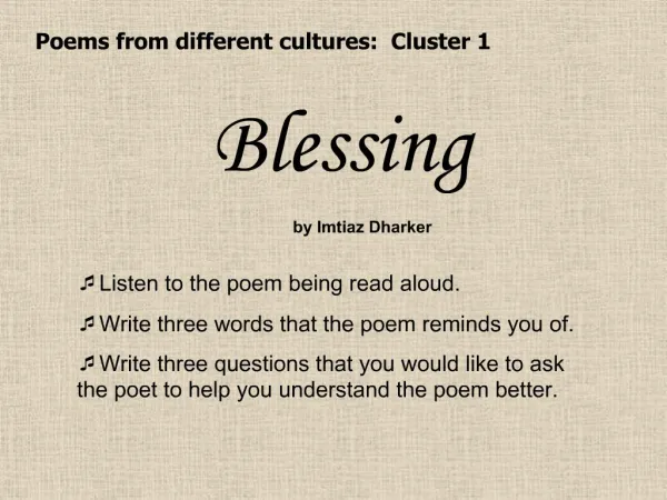 Poems from different cultures: Cluster 1