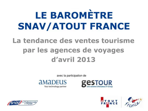 Le Baromètre SNAV/Atout France