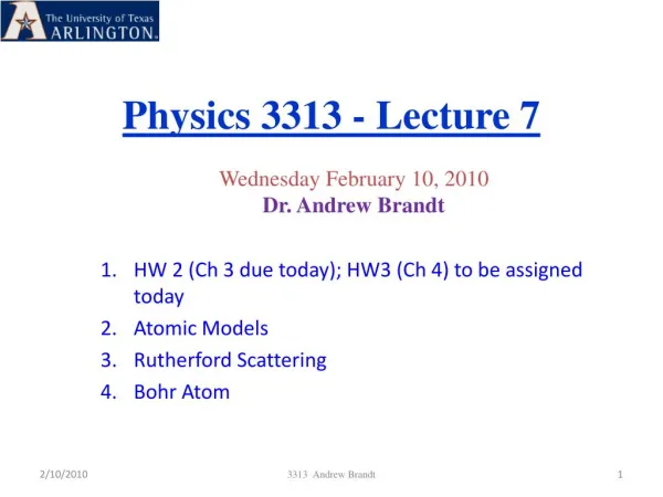Physics 3313 - Lecture 7