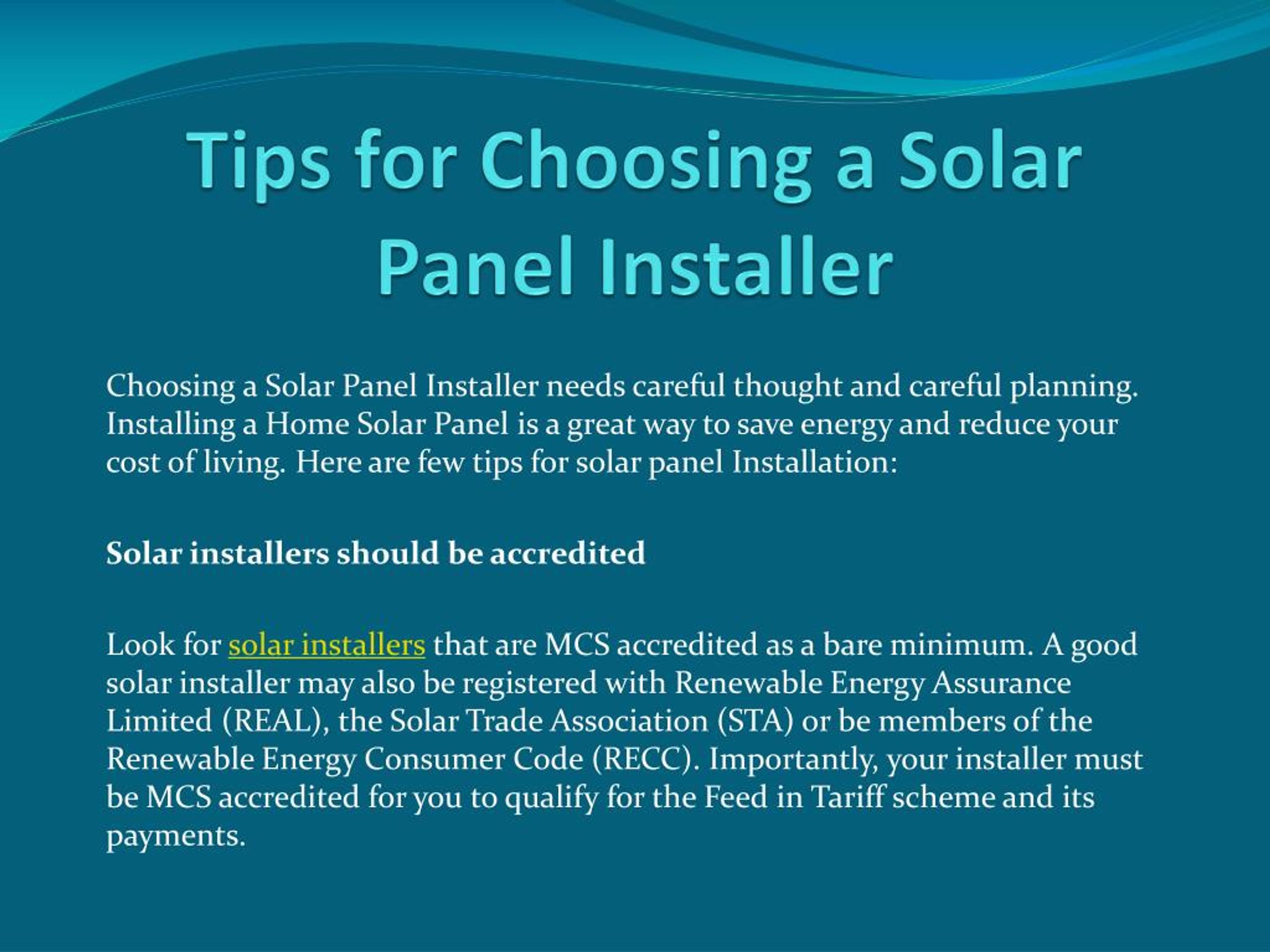 Ppt Tips For Choosing A Solar Panel Installer Powerpoint Presentation