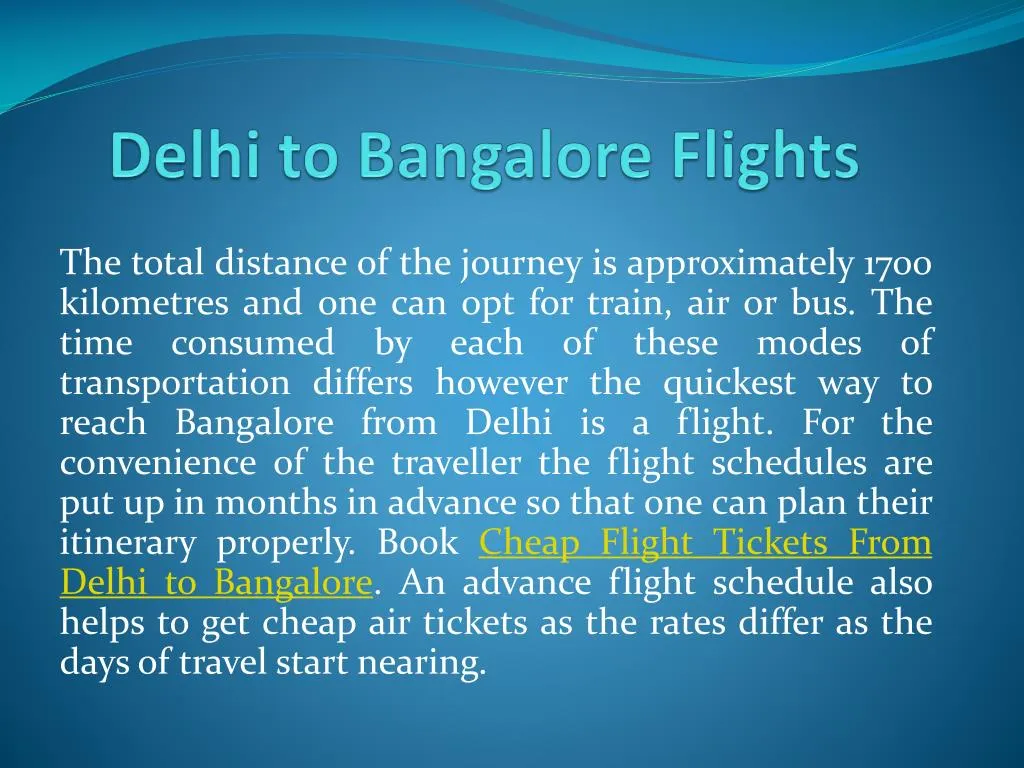 delhi to bangalore flights