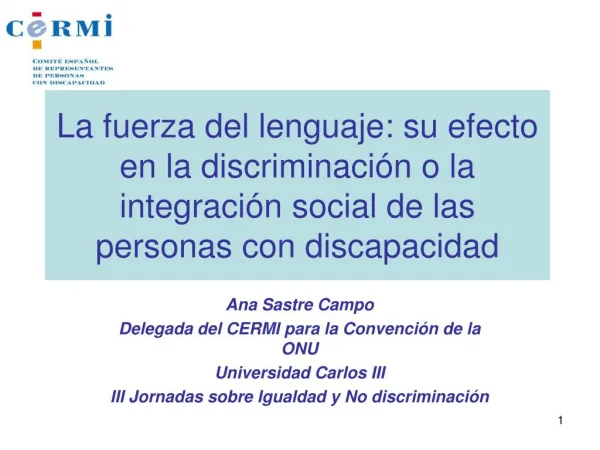 Ana Sastre Campo Delegada del CERMI para la Convención de la ONU Universidad Carlos III