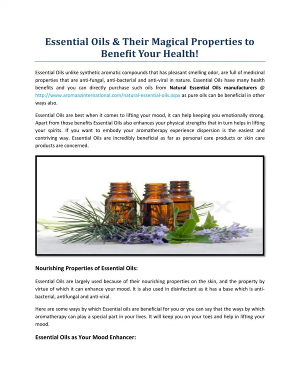 Essential Oils & Their Magical Properties to Benefit Your Health!