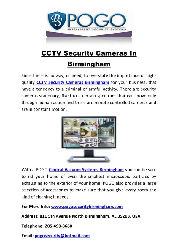 CCTV Security Cameras In Birmingham