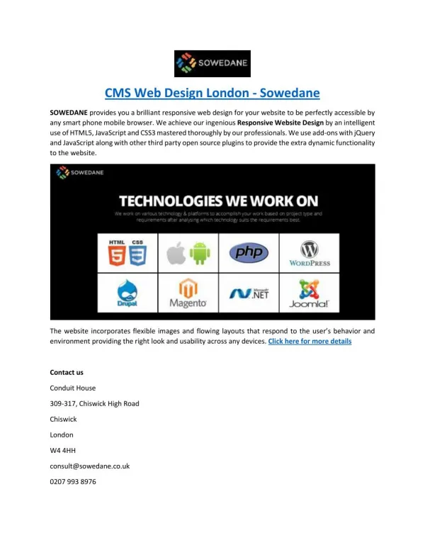 CMS Web Design London - Sowedane