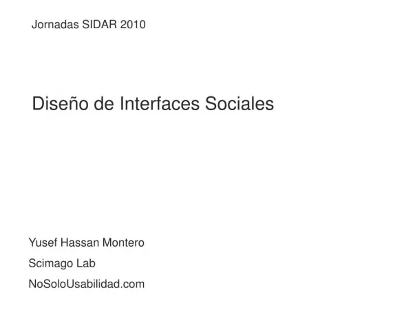 Diseño de Interfaces Sociales