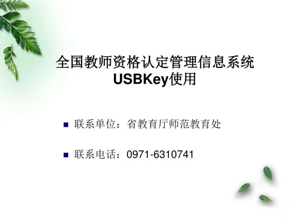 全国教师资格认定管理信息系统 USBKey 使用