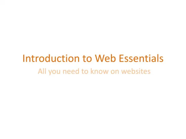 Introduction to Web Essentials