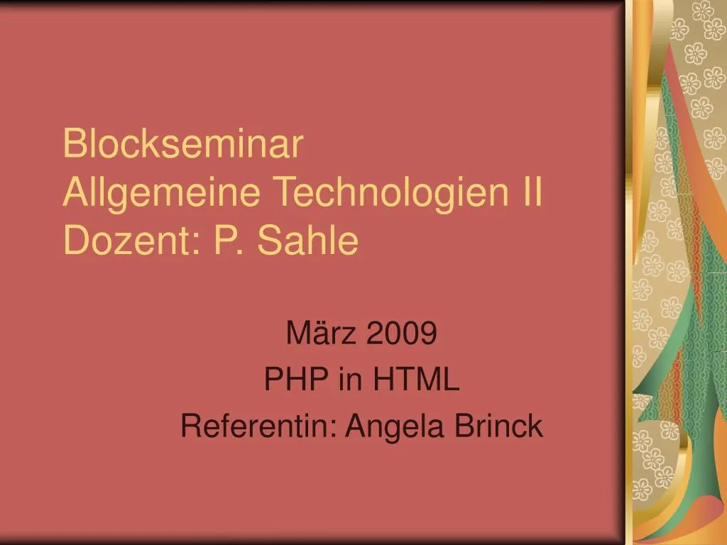 blockseminar allgemeine technologien ii dozent p sahle