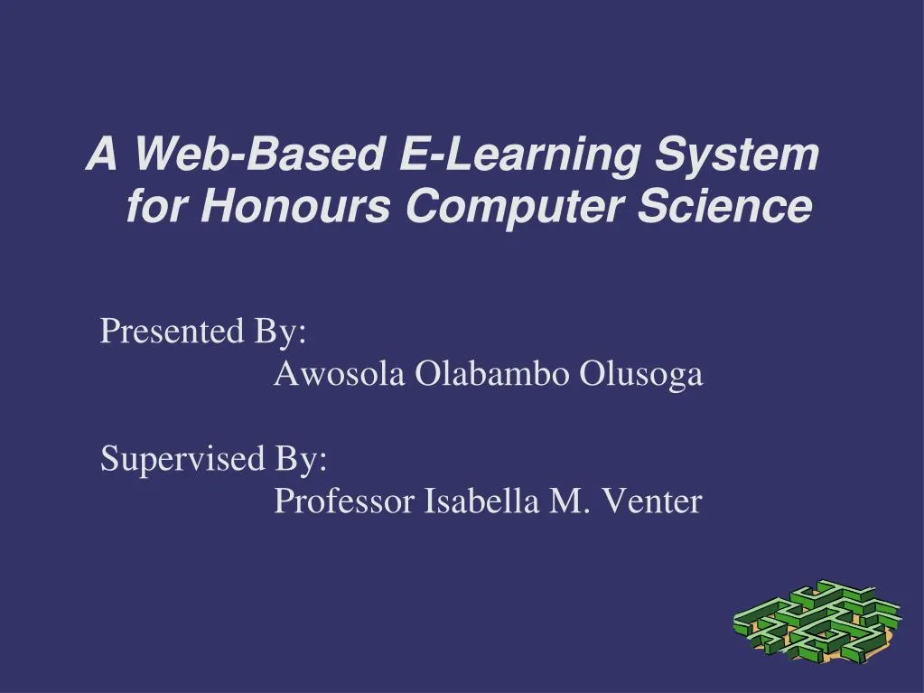 presented by awosola olabambo olusoga supervised by professor isabella m venter