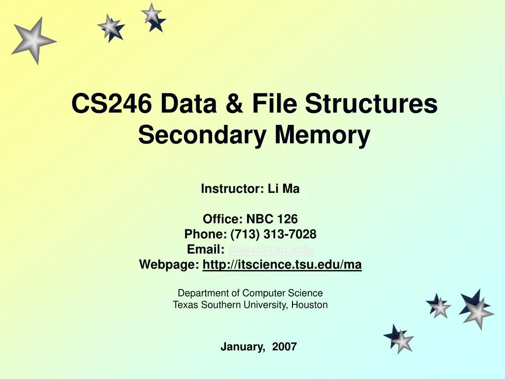 cs246 data file structures secondary memory