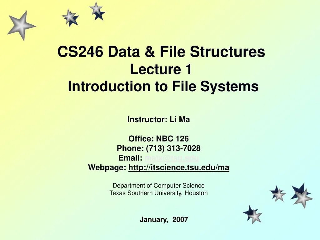 cs246 data file structures lecture 1 introduction to file systems