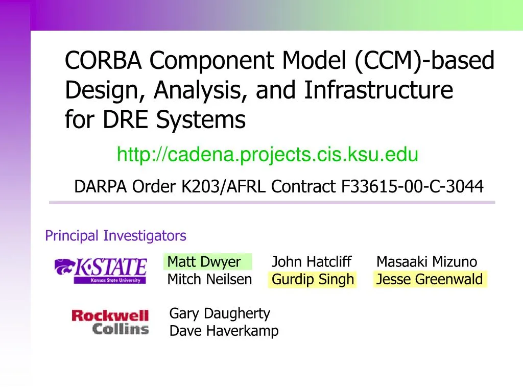 corba component model ccm based design analysis and infrastructure for dre systems