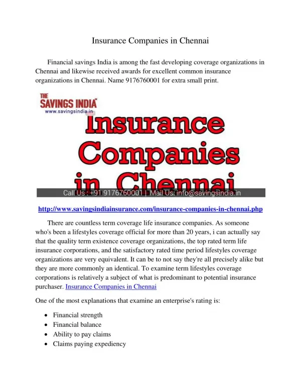 Insurance Companies in Chennai
