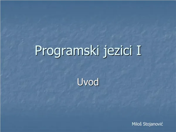 Programski jezici I