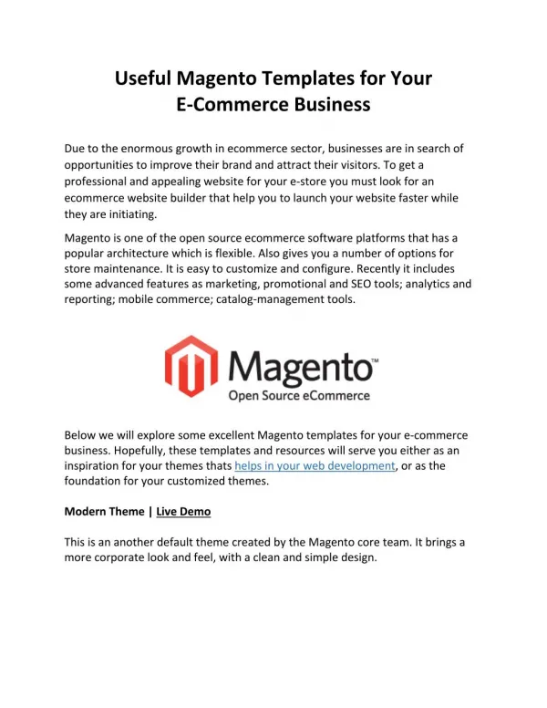 Useful Magento Templates for Your E-Commerce Business