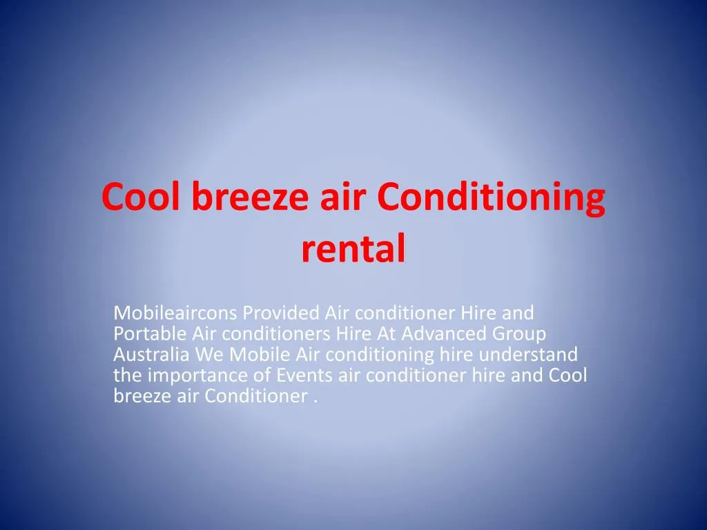 cool breeze air conditioning rental
