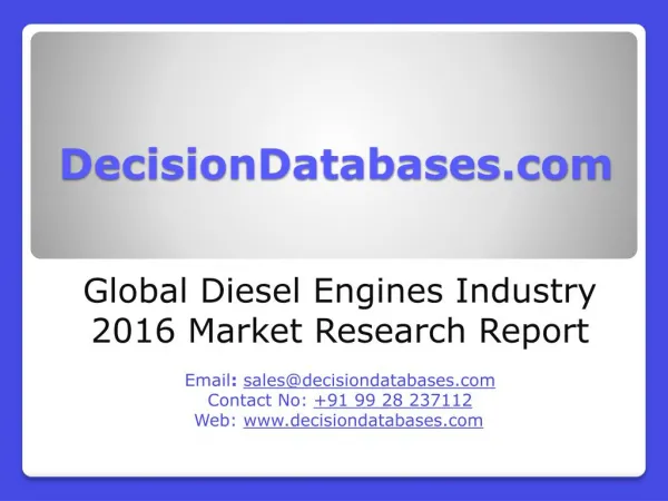 Diesel Engines Market Analysis 2016 Development Trends