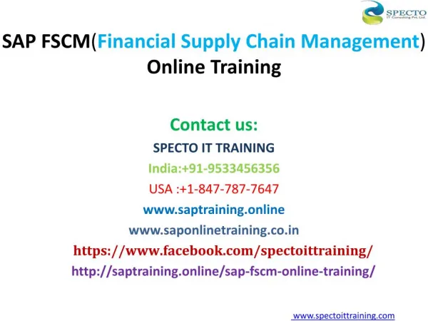 SAP Financial Supply Chain Management Online Training