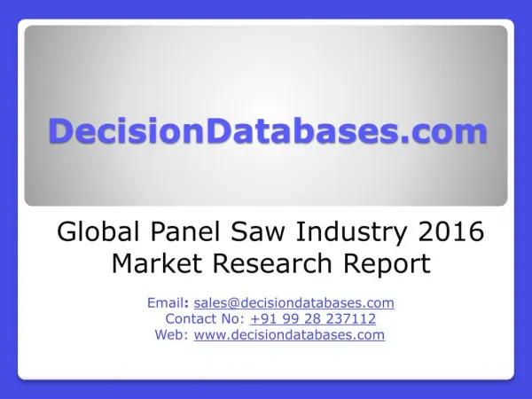 Panel Saw Market Analysis and Forecasts 2021