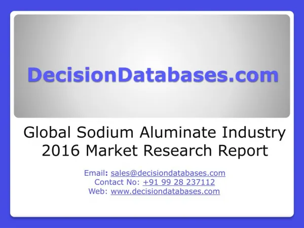Global Sodium Aluminate Industry Sales and Revenue Forecast 2016