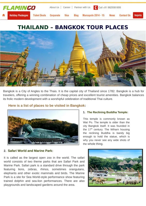 THAILAND – BANGKOK TOUR PLACES