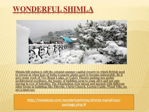 Wonderful Shimla 02 Nights / 03 Days