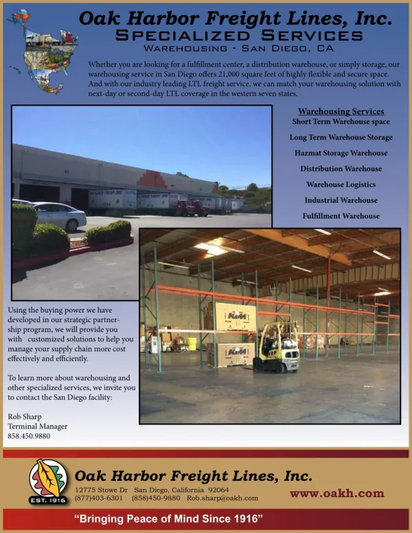 Specialized Warehouse Service in San Diego, CA