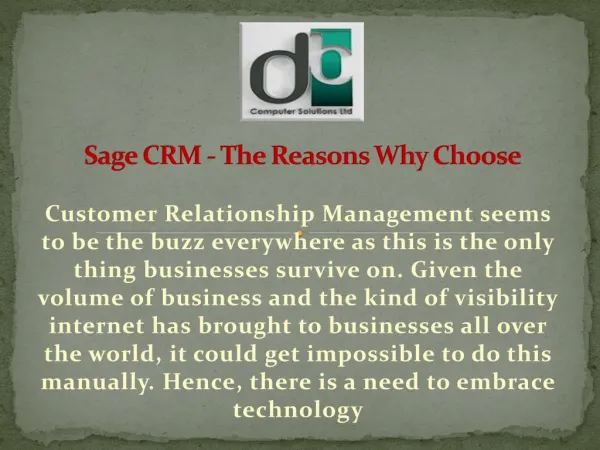 Sage CRM - The Reasons Why Choose