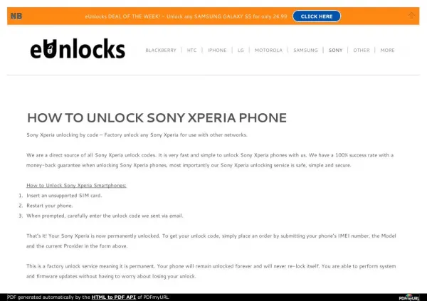 How to Unlock Sony Xperia Phone