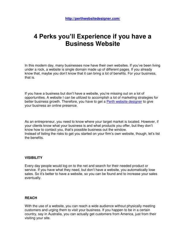 4 Perks You'll Experience if you have a Business Website