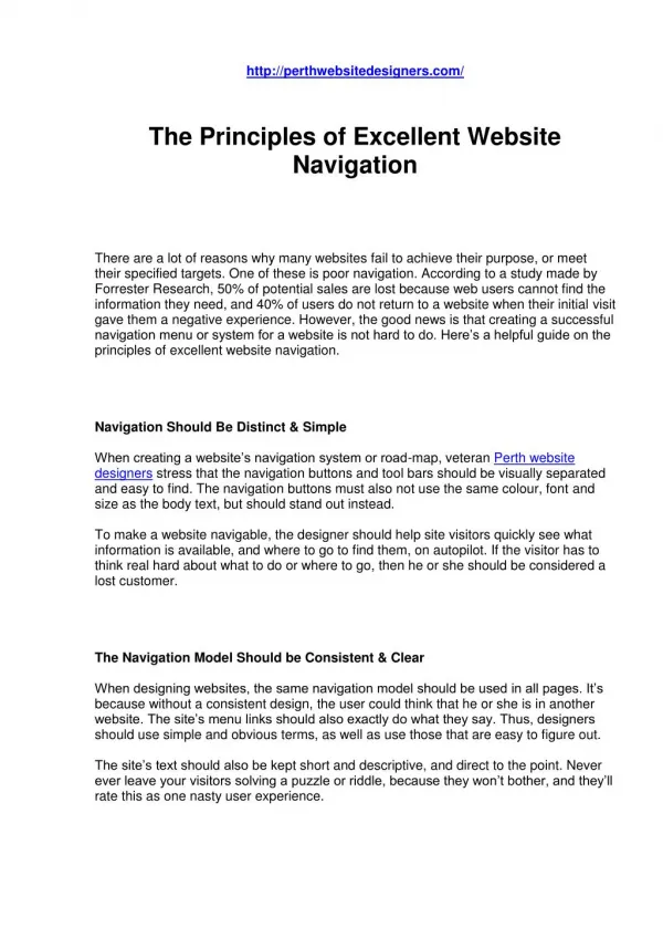 The Principles of Excellent Website Navigation