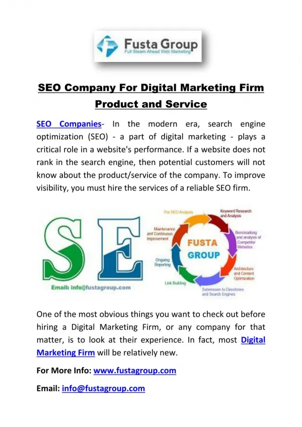 SEO Company For Digital Marketing Firm Product and Service