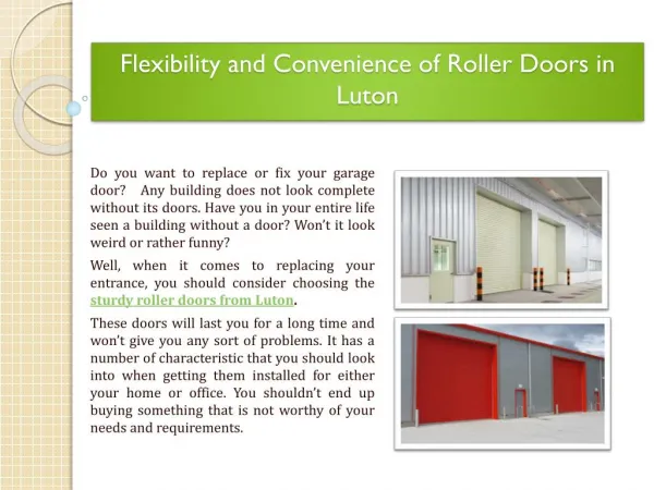 Flexibility and Convenience of Roller Doors in Luton