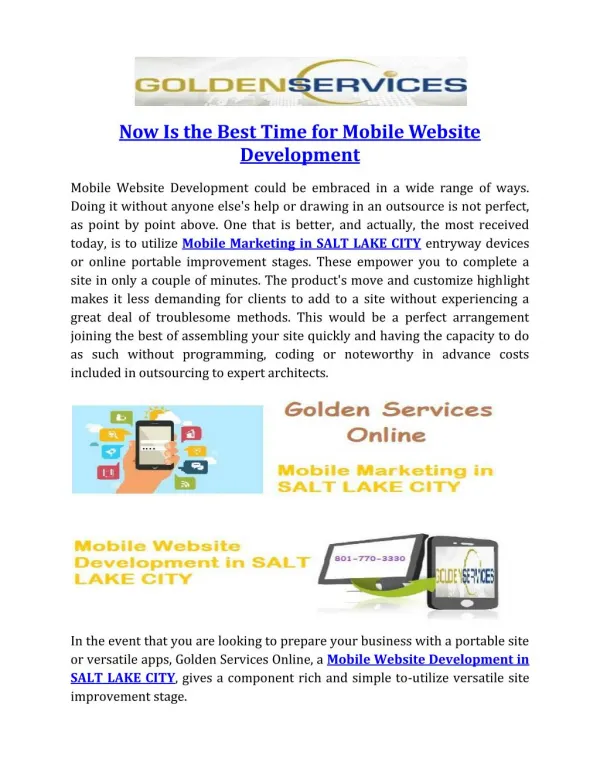Now Is the Best Time for Mobile Website Development