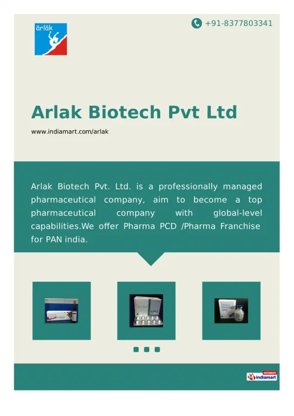 Top PCD Pharma Franchise | Arlak Biotech