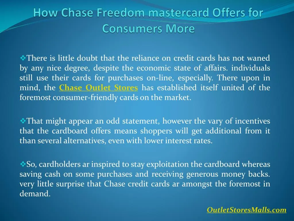 how chase freedom mastercard offers for consumers more