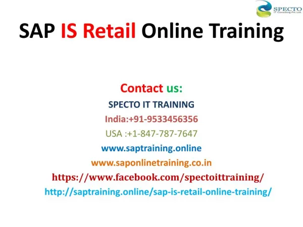 SAP IS RETAIL ONLINE TRAINING IN USA,UK
