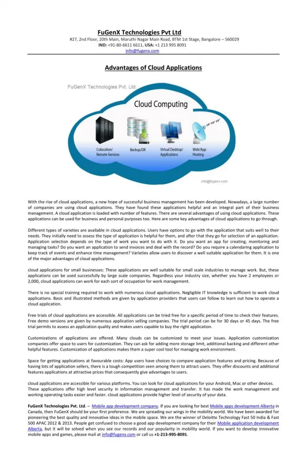Advantages of Cloud Applications