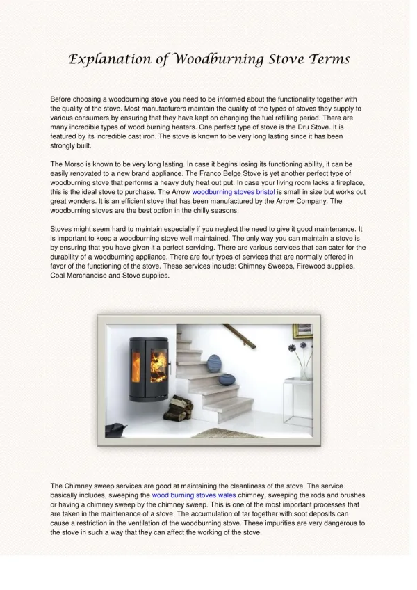Explanation of Woodburning Stove Terms